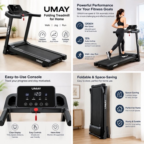 Umay folding treadmill 12km - umay, 12km/h