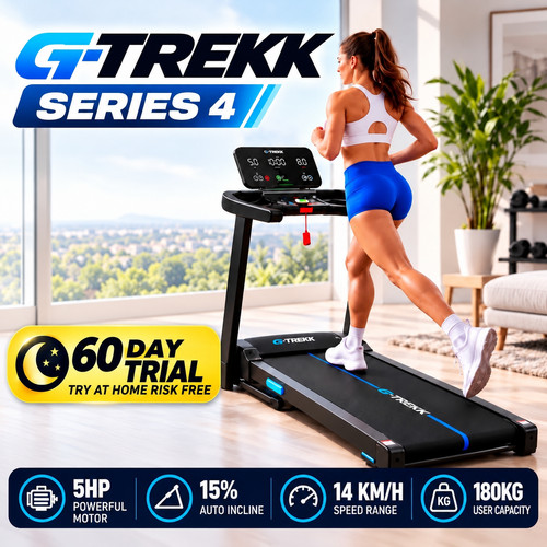 Trekk 5hp treadmill - 15%, auto